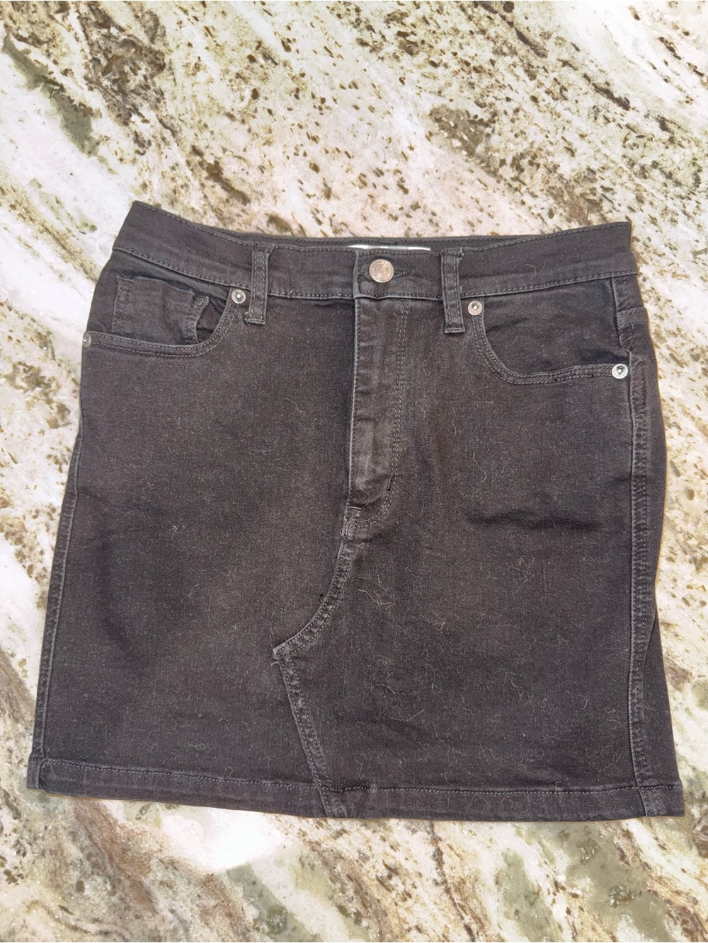 We The Free Black Denim Mini Skirt